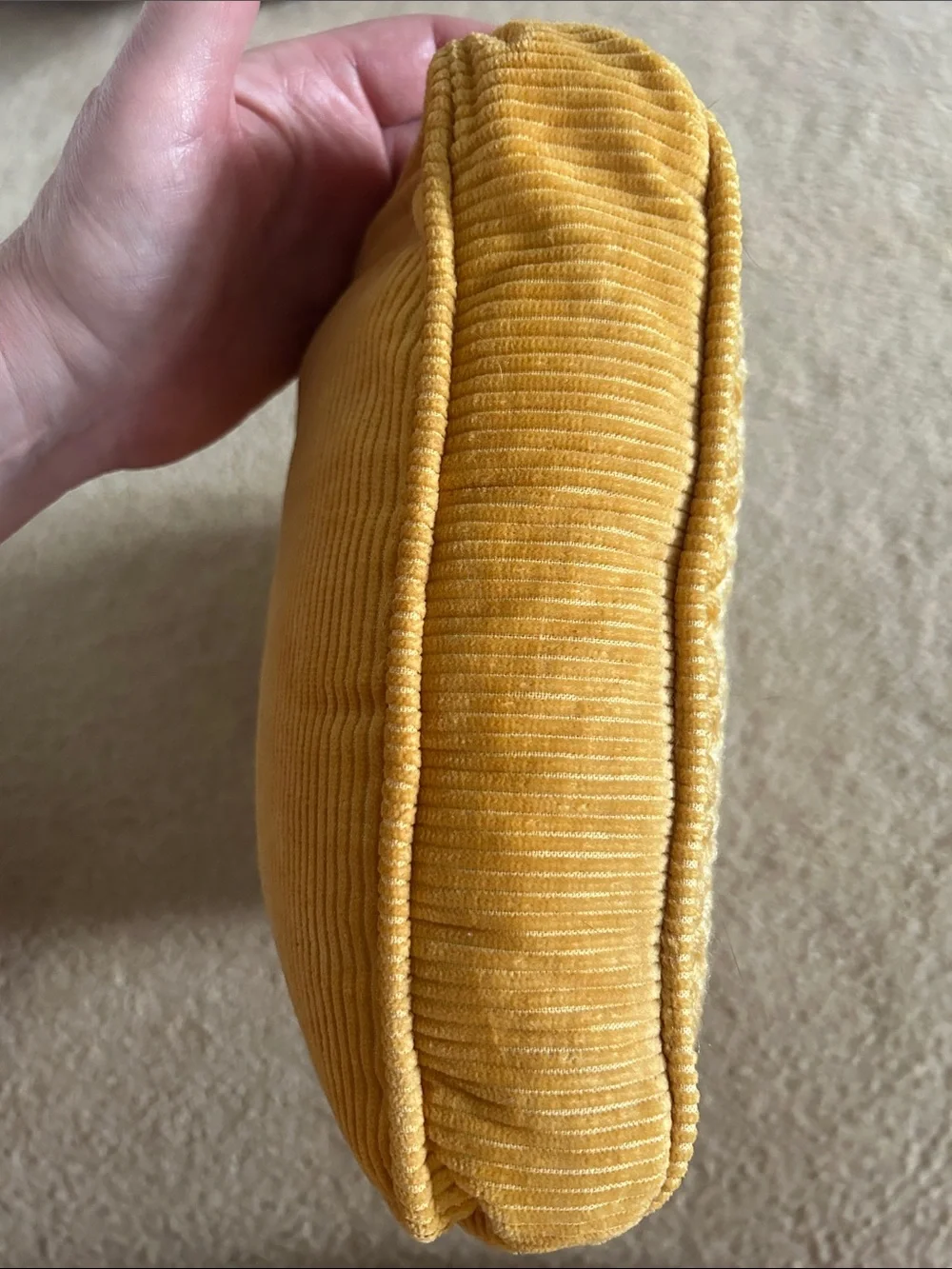 Vintage Handcrafted Cream /Peach /Deep Mustard Embroidered Pillow